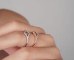 White Gold Plated Diamond Shaped Ring - Image 3