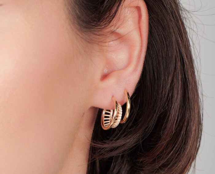 Gold Plated Arc Earrings - Image 2
