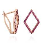 Rose Gold Plated Twin Diamond Shaped Earrings