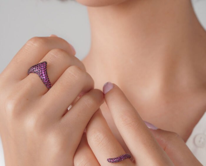 Rose Gold Plated Wavy Ring - Image 2