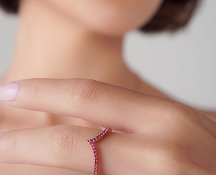 Rose Gold Plated Tiara Ring - Görsel 2