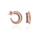 Rose Gold Plated Arc Ruby Sapphire Earrings