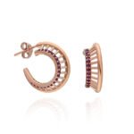 Rose Gold Plated Arc Ruby Sapphire Earrings