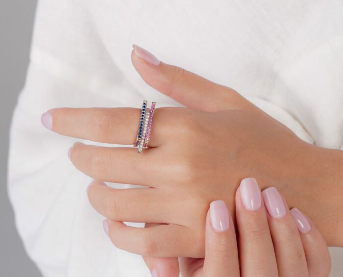 Rose Gold Plated Blue Sapphire Stalward Ring - Image 3