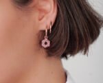 Rose Gold Plated Linked Hoop Earrings - Görsel 2