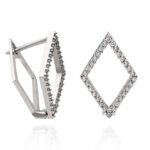 White Gold Plated Twin Diamond Shaped Earrings